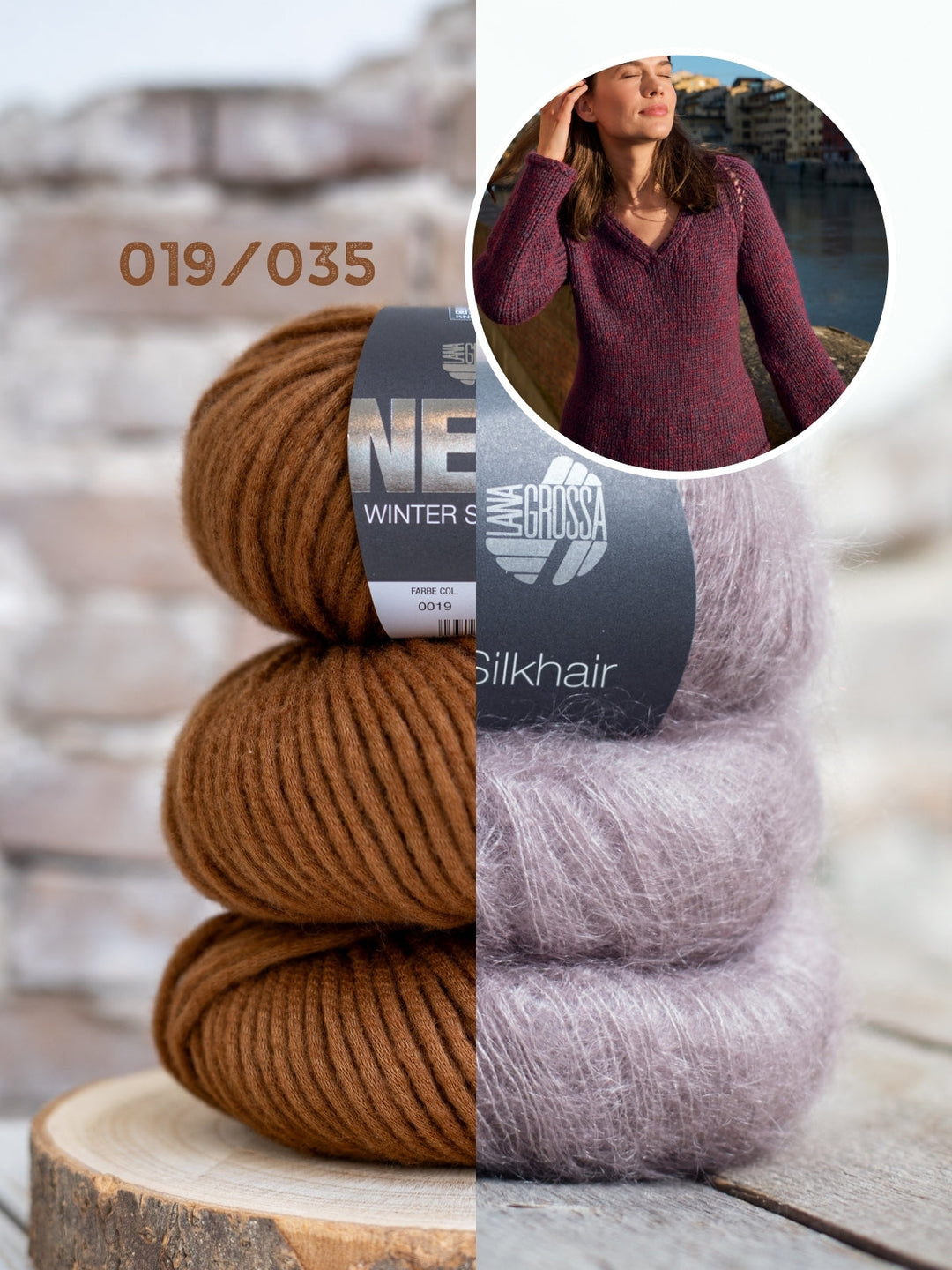 Strickpaket Winter Softness Silkhair V-Ausschnitt-Pullover