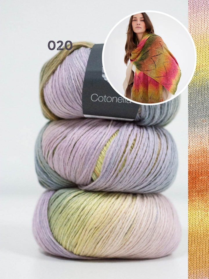 Strickpaket Cotonella Tuch im Wellenmuster