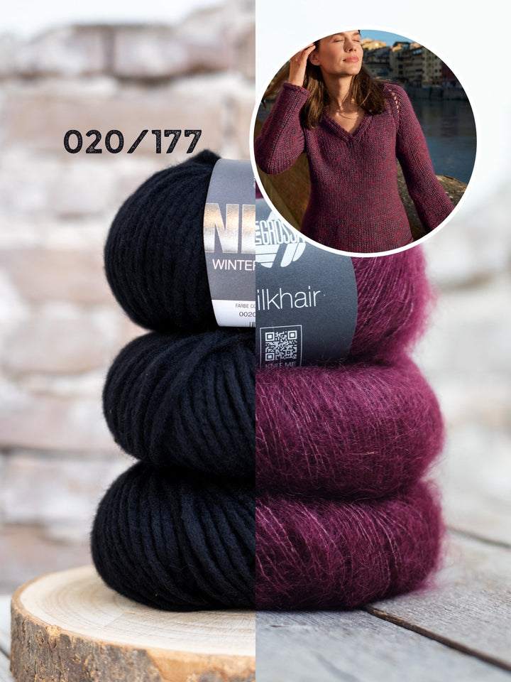 Strickpaket Winter Softness Silkhair V-Ausschnitt-Pullover