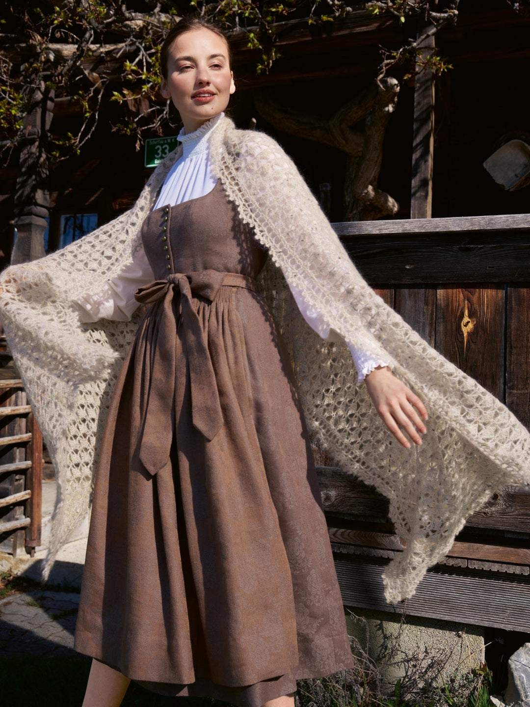 Häkelpaket Natural Superkid Tweed Tuch im Muschelmuster