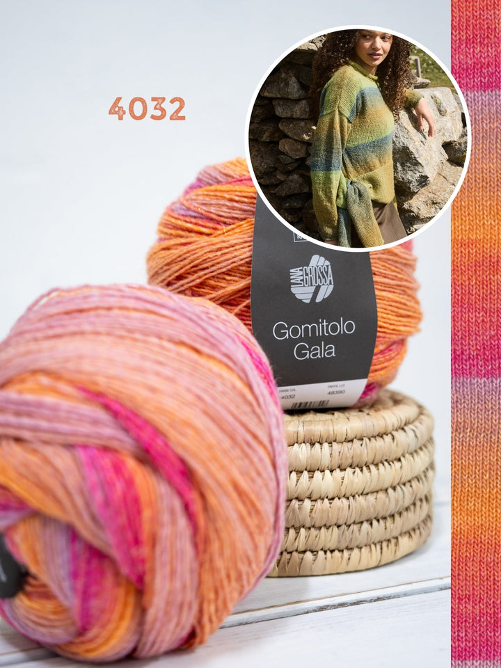 Strickpaket Gomitolo Gala Pullover mit Knotendetail