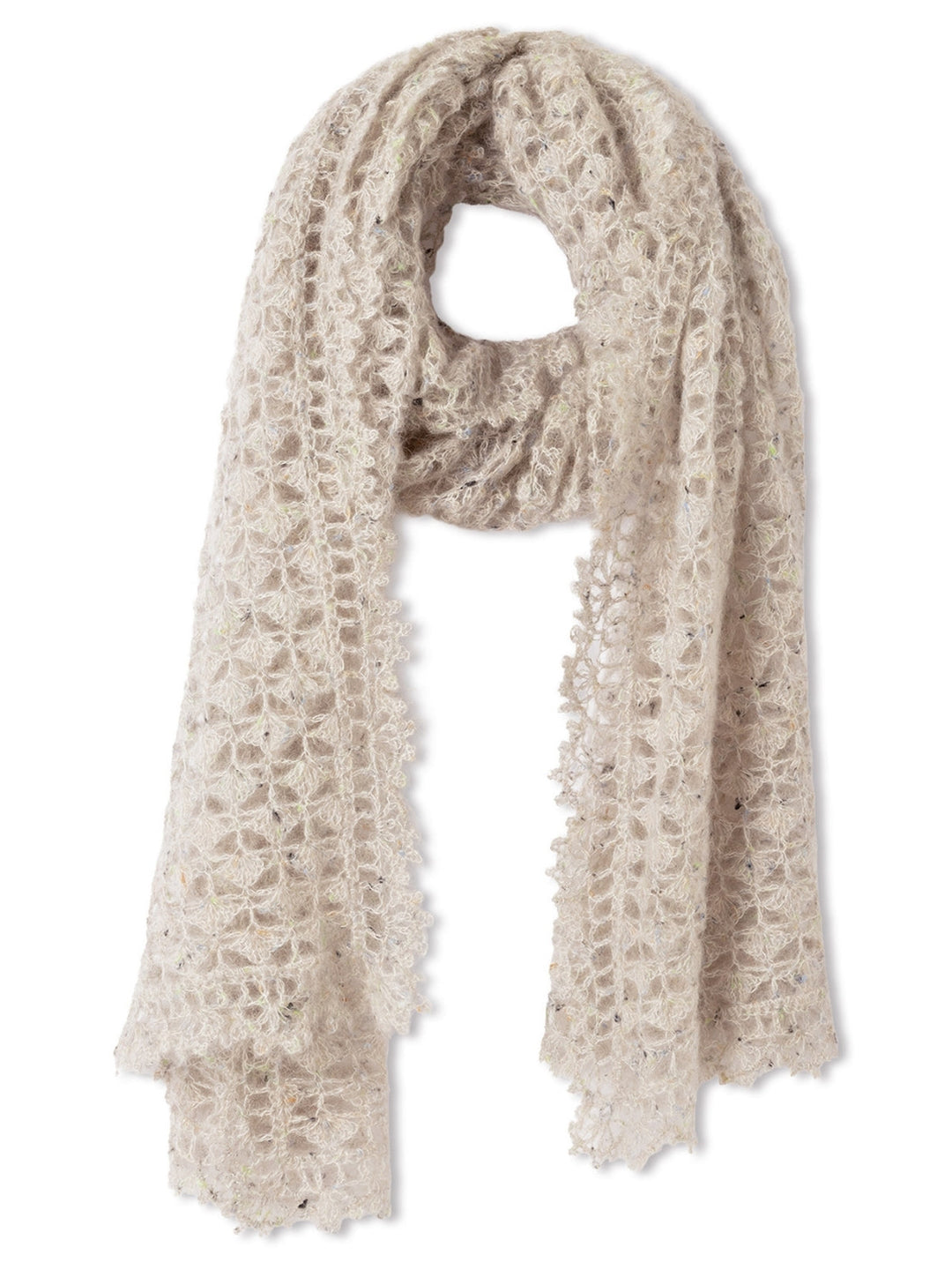 Häkelpaket Natural Superkid Tweed Tuch im Muschelmuster