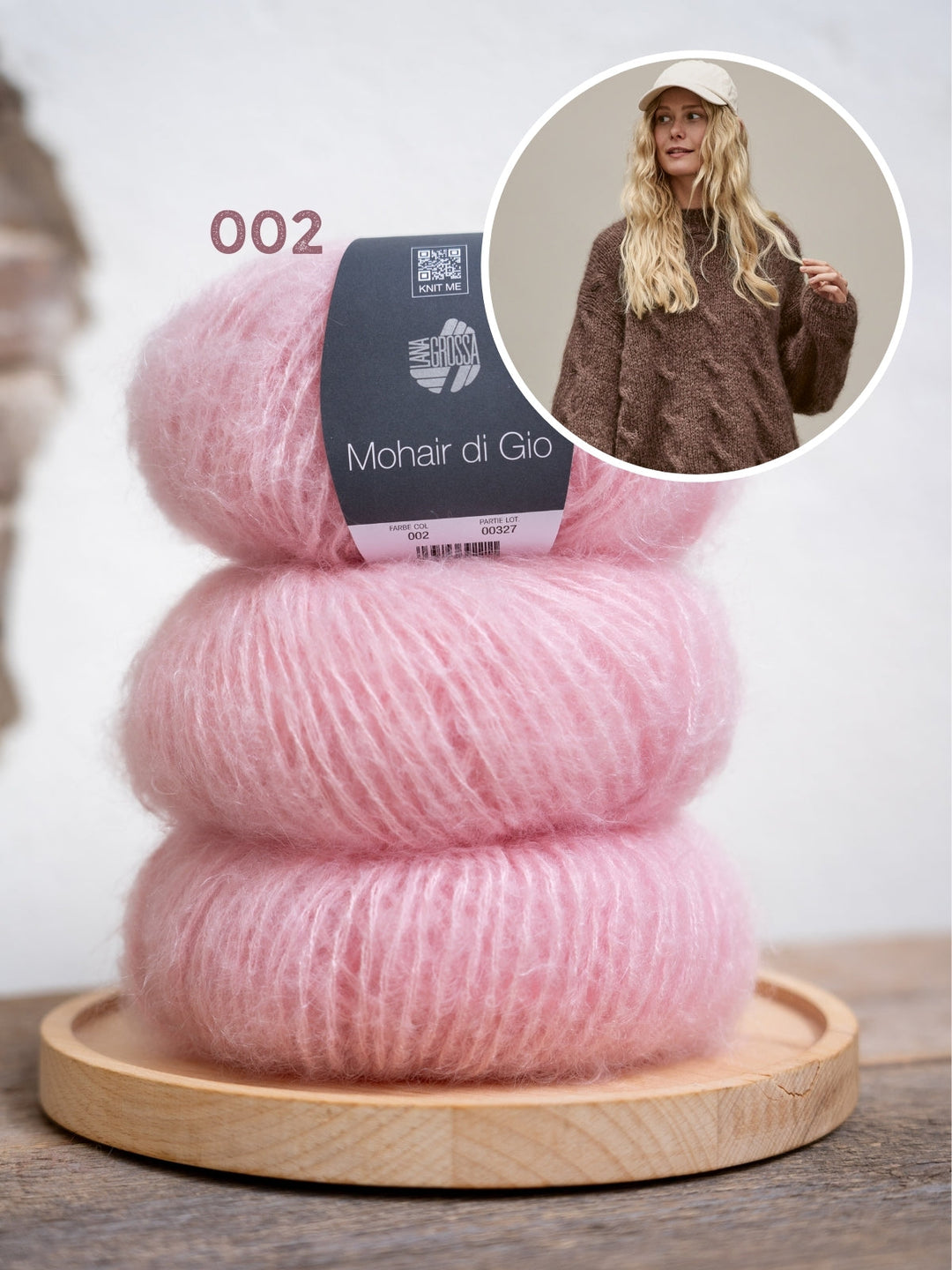 Strickpaket Mohair Di Gio Pullover mit Zöpfen