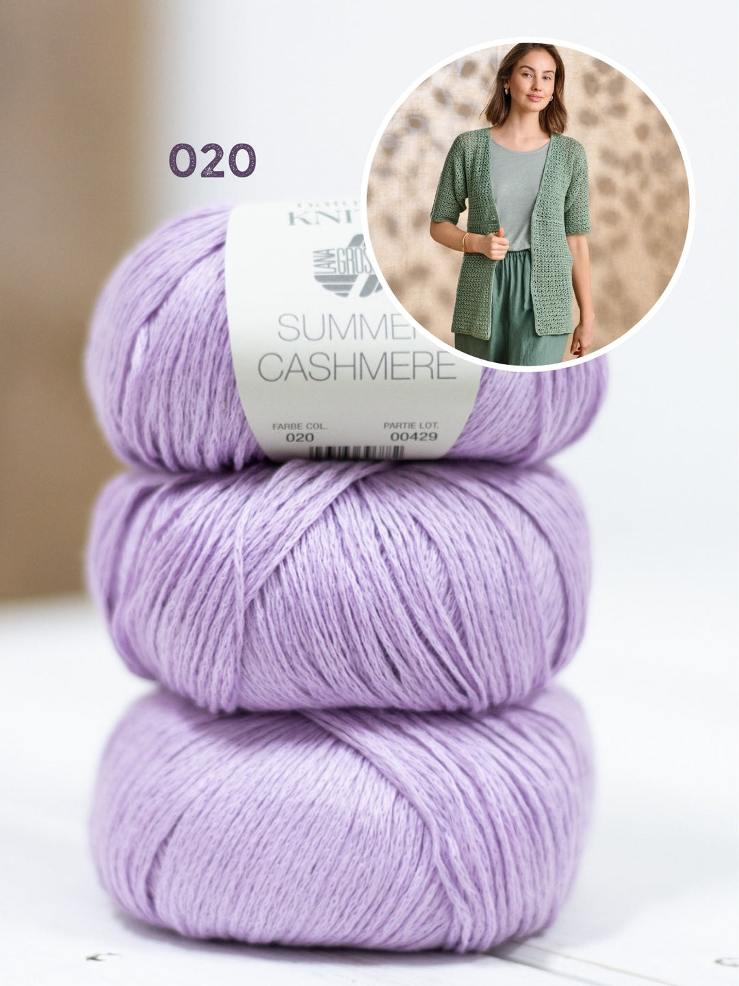 Häkelpaket Summer Cashmere Jacke mit kurzen Ärmeln