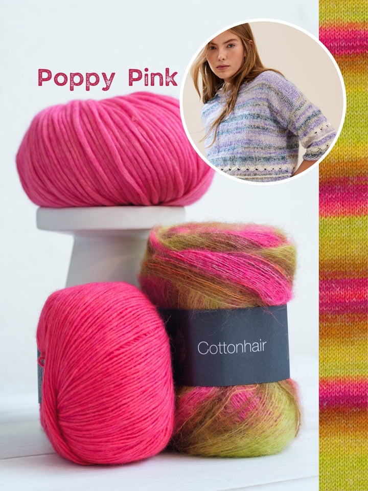 Strickpaket Ecopuno Cottonhair Summer Softness Shirt mit Diagonalmuster