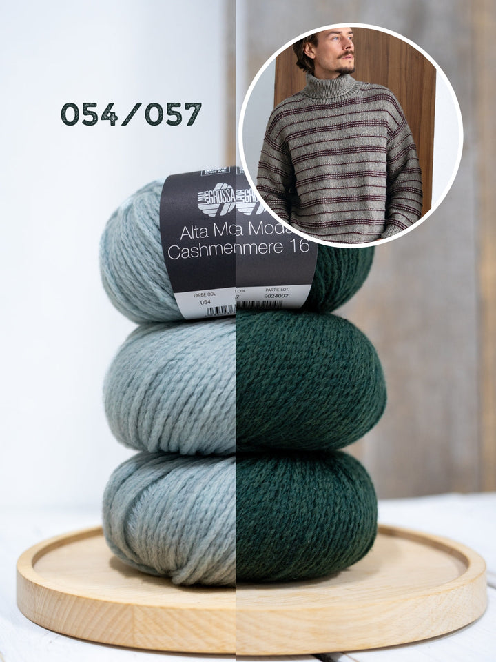 Strickpaket Alta Moda Cashmere 16 Streifenpullover für Herren