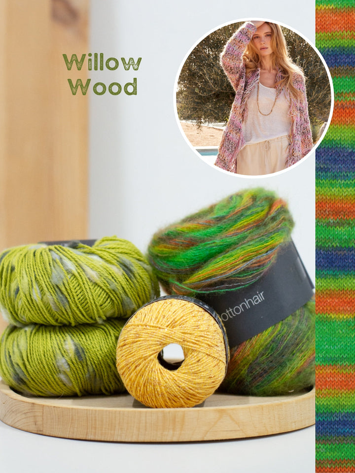 Strickpaket Popcorn Cottonhair Filo Paillettes Jacke