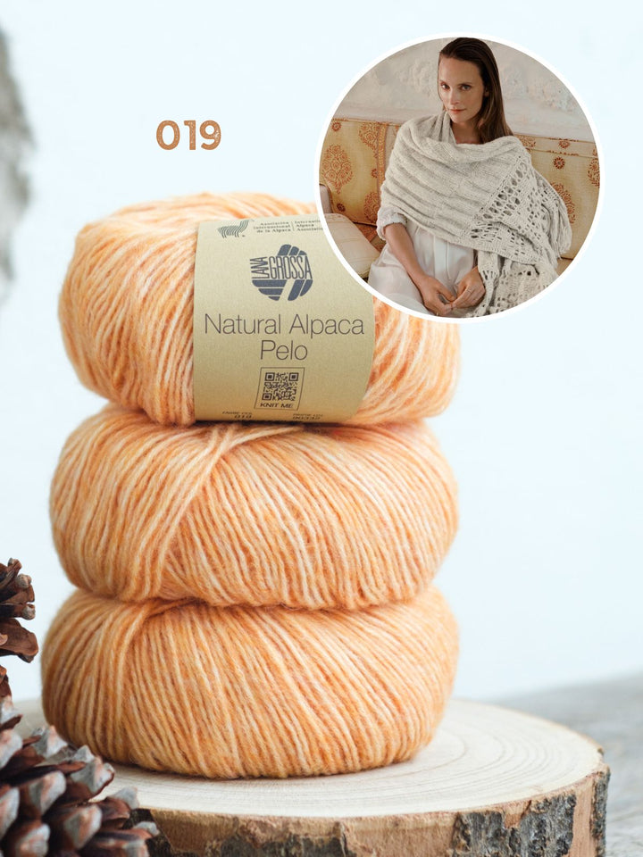 Strick- und Häkelpaket Natural Alpaca Pelo Stola