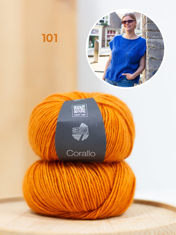 Strickpaket Meadow Ajour Top - Corallo Uni