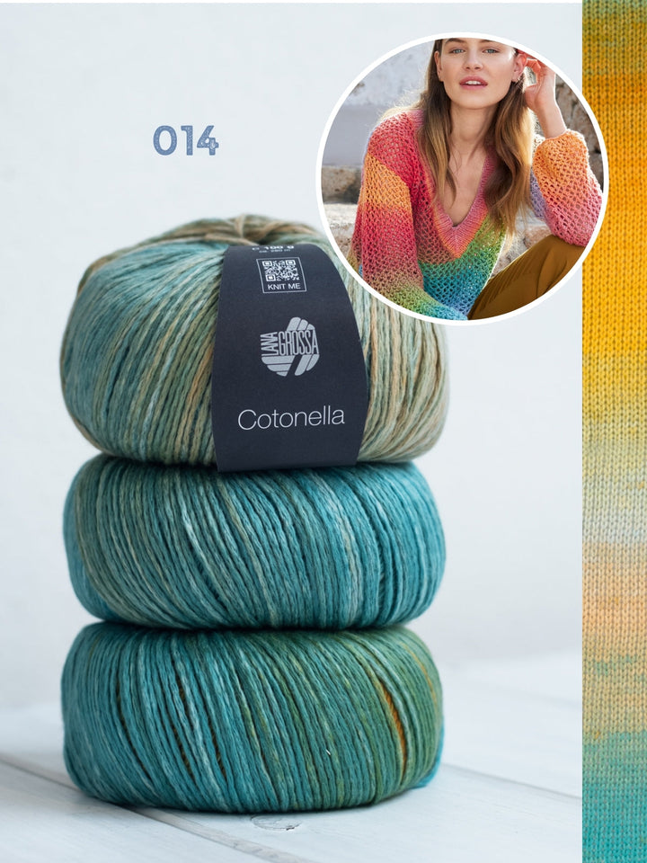 Strickpaket Cotonella Pullover mit Ajourmuster