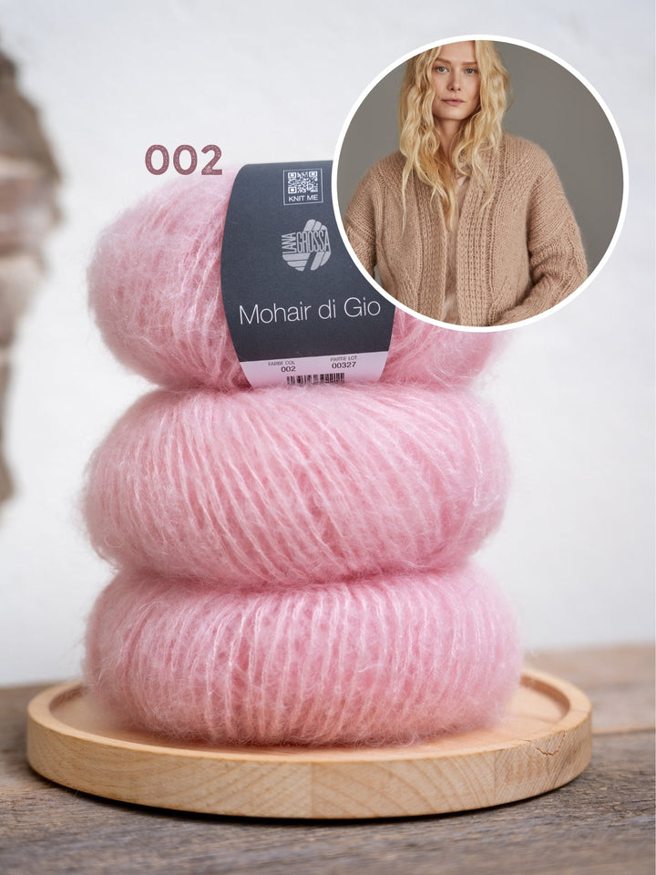 Strickpaket Mohair Di Gio Jacke mit großen Zöpfen