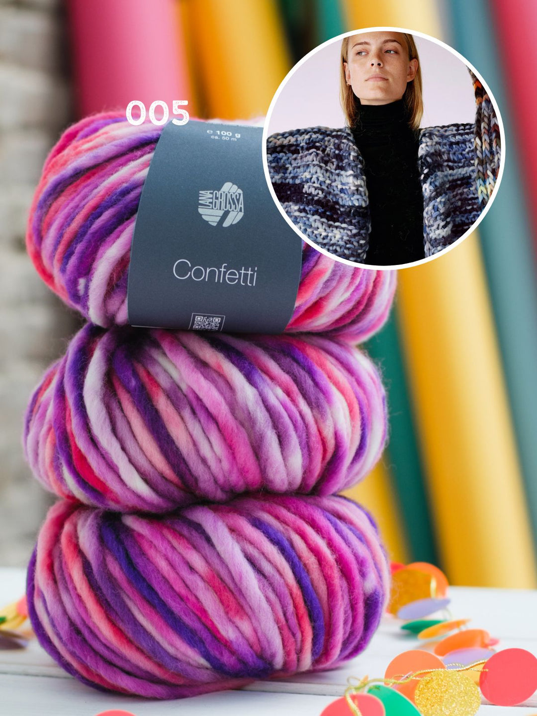 Strickpaket Cardigan kurz aus Confetti