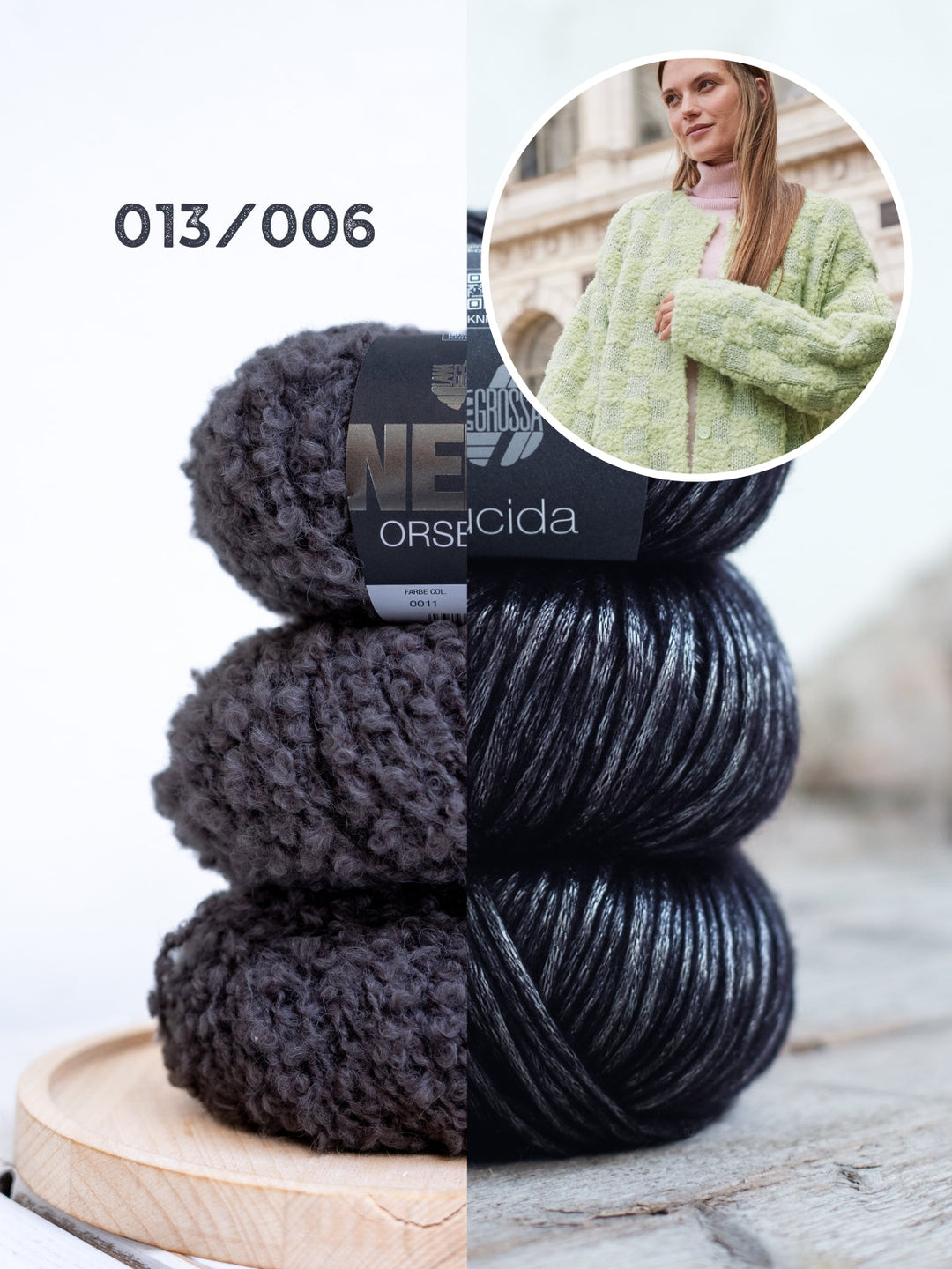 Strickpaket Orsetto Lucida Schachbrett-Jacke