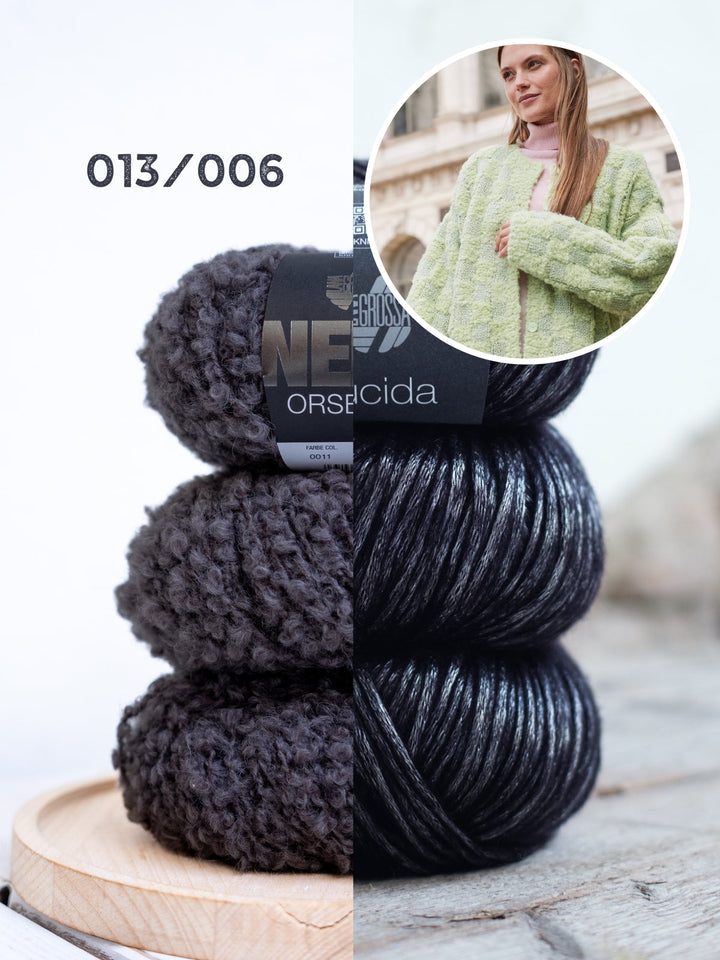 Strickpaket Orsetto Lucida Schachbrett-Jacke