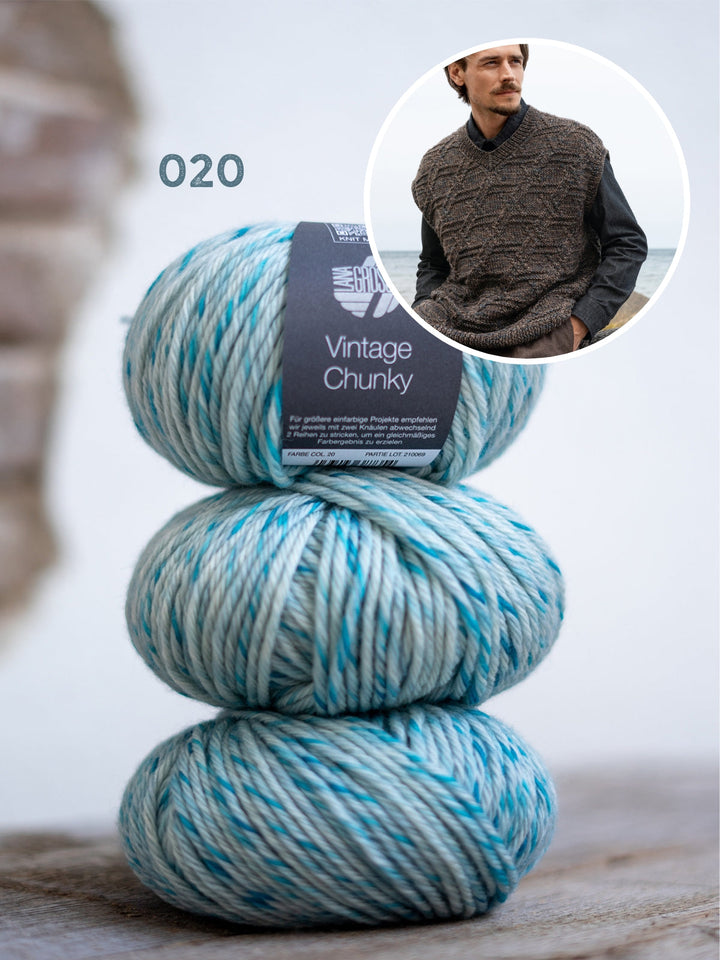 Strickpaket Vintage Chunky Pullunder für Herren