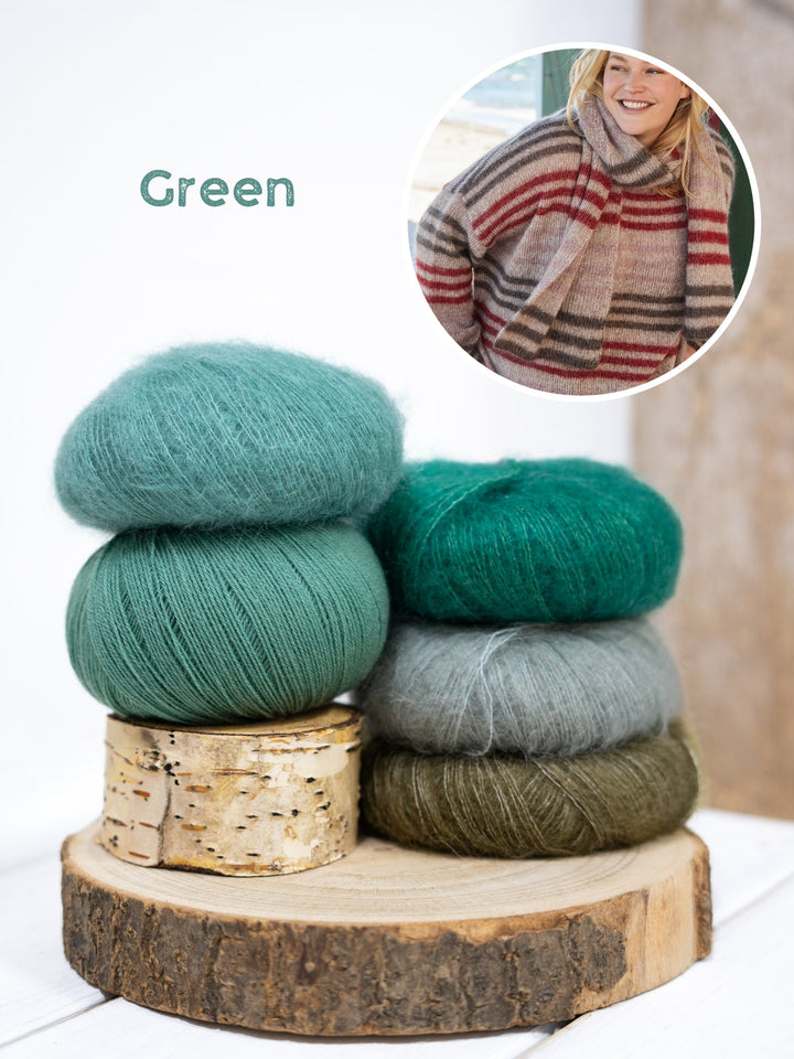 Strickpaket Cool Wool Lace Silkhair Streifenschal