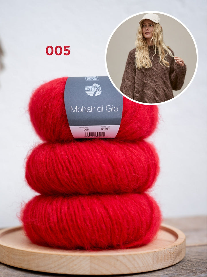 Strickpaket Mohair Di Gio Pullover mit Zöpfen