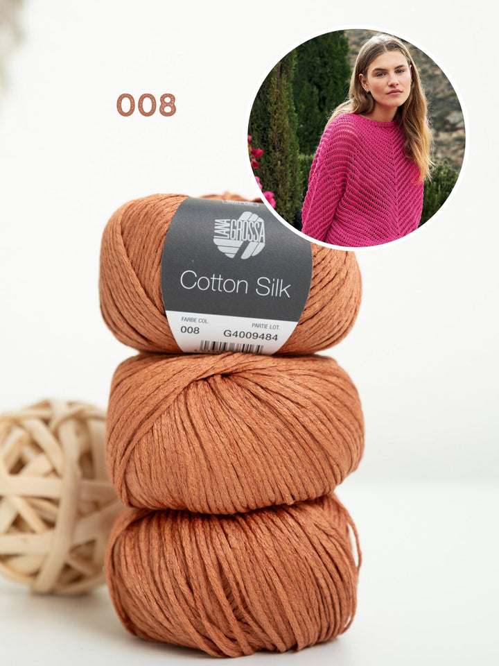 Strickpaket Cotton Silk Pullover mit Fischgrätmuster