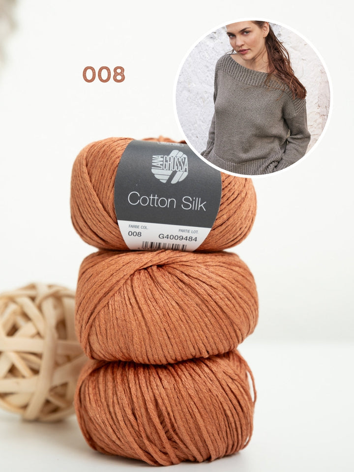 Strickpaket Cotton Silk Pullover mit U-Bootausschnitt