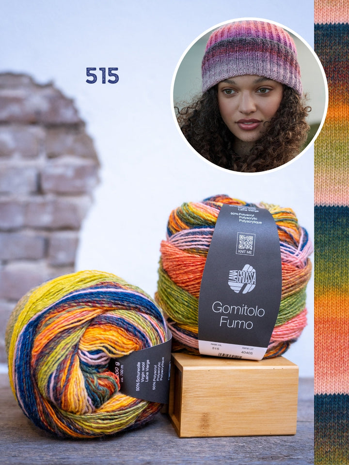 Strickpaket Gomitolo Fumo Mütze im Patentmuster