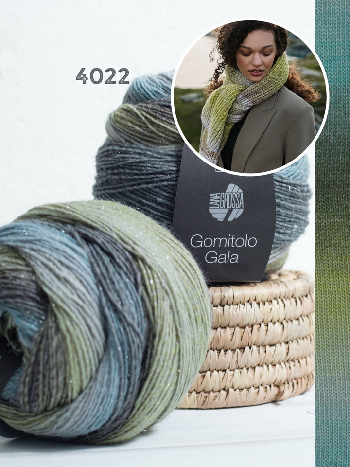 Strickpaket Gomitolo Gala Schal im Patentmuster