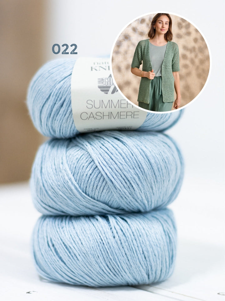 Häkelpaket Summer Cashmere Jacke mit kurzen Ärmeln