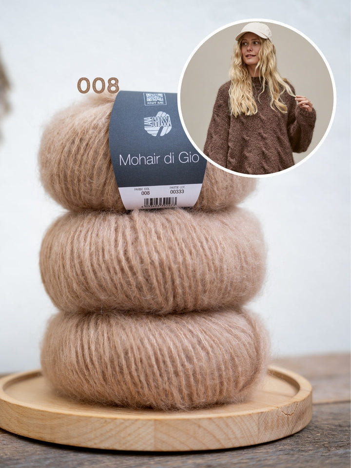 Strickpaket Mohair Di Gio Pullover mit Zöpfen