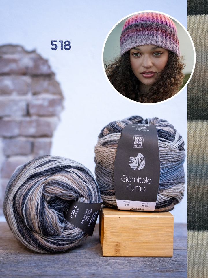 Strickpaket Gomitolo Fumo Mütze im Patentmuster