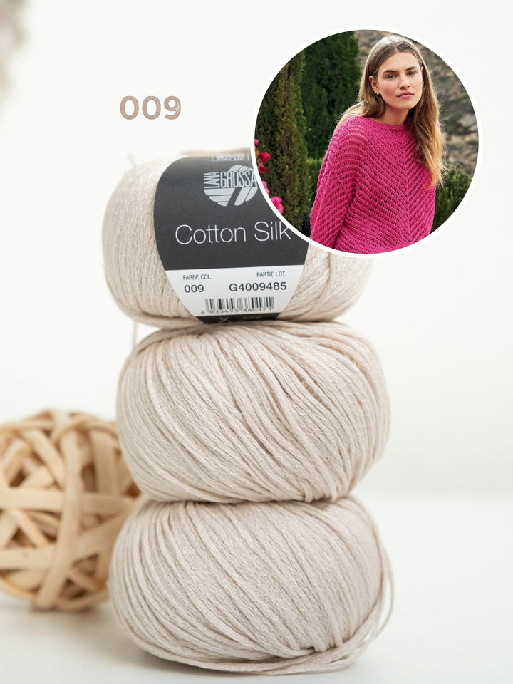 Strickpaket Cotton Silk Pullover mit Fischgrätmuster