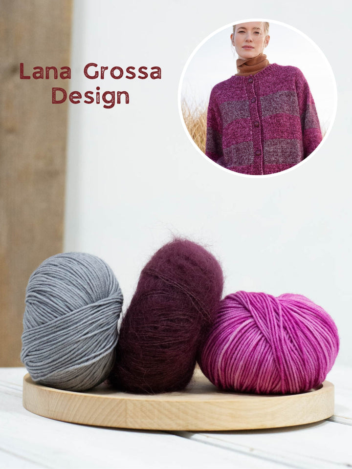 Strickpaket Cool Wool Vintage Silkhair Streifenjacke