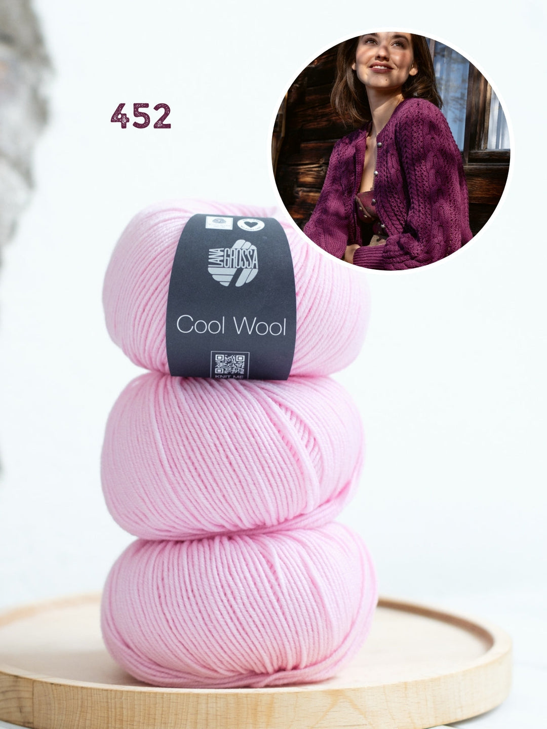 Strickpaket Cool Wool Jacke im Zopf-lochmuster