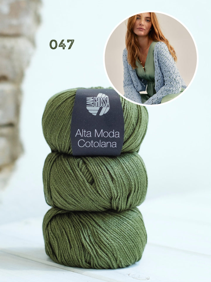 Strickpaket Alta Moda Cotolana Cardigan im Ajourmuster