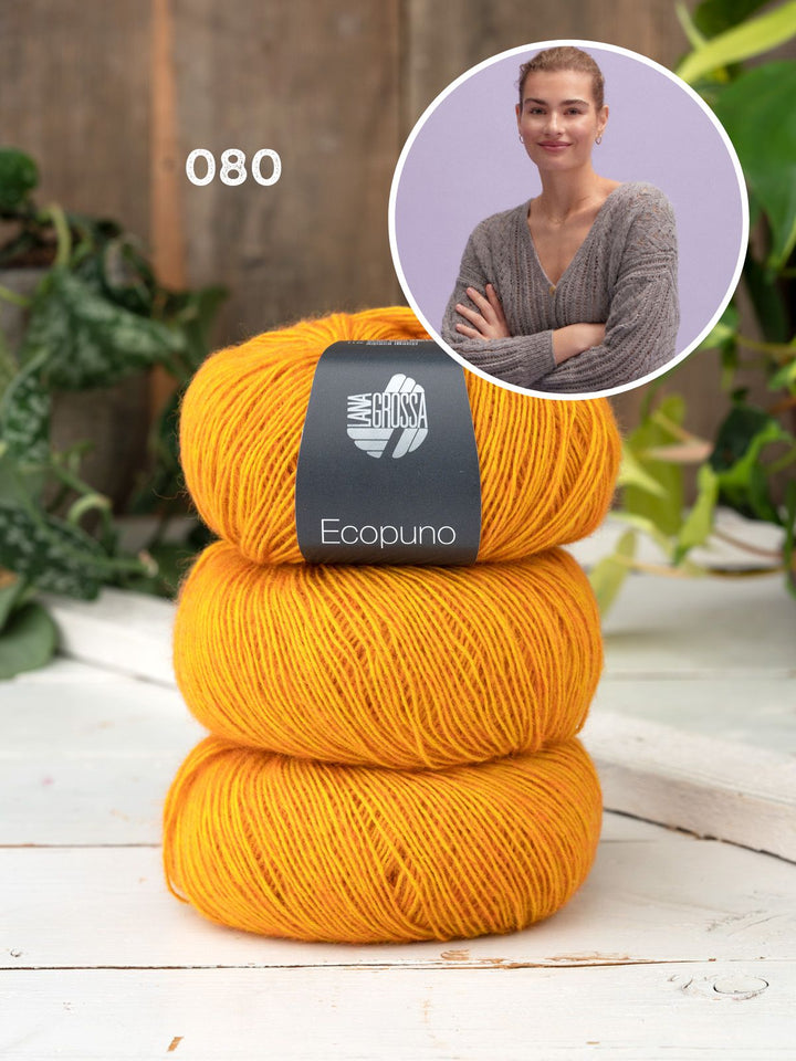 Strickpaket Ecopuno Jacke im Ajourmuster