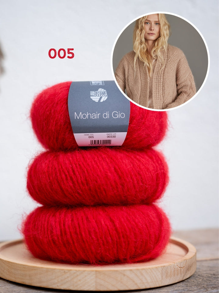 Strickpaket Mohair Di Gio Jacke mit großen Zöpfen