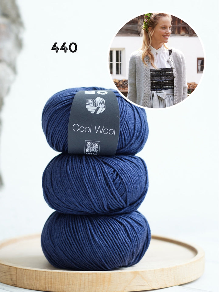Strickpaket Cool Wool Jacke mit Zöpfe