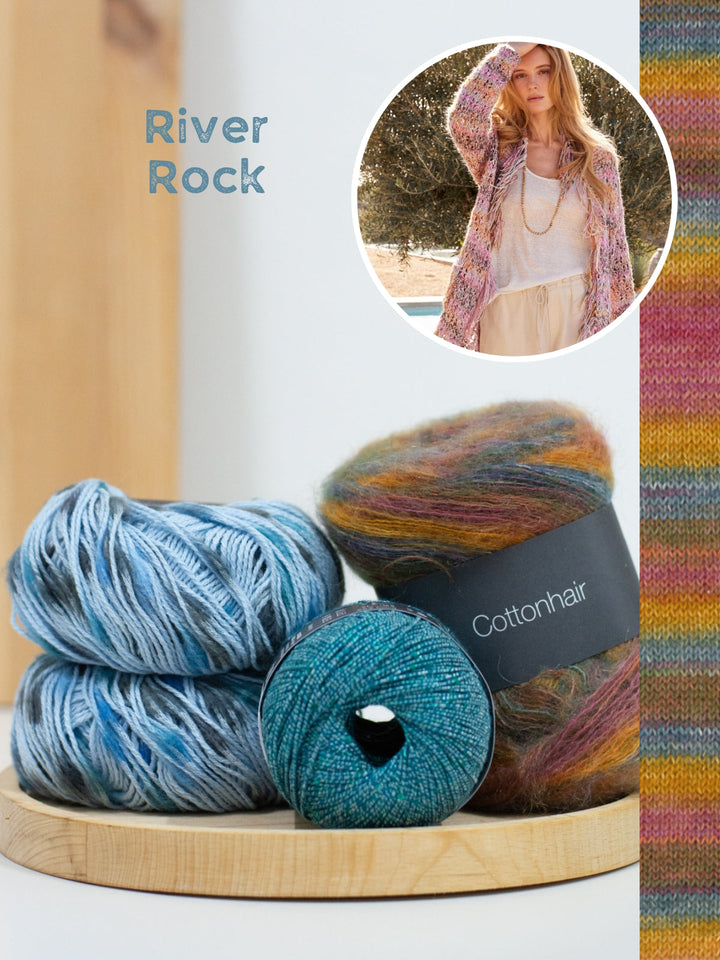 Strickpaket Popcorn Cottonhair Filo Paillettes Jacke
