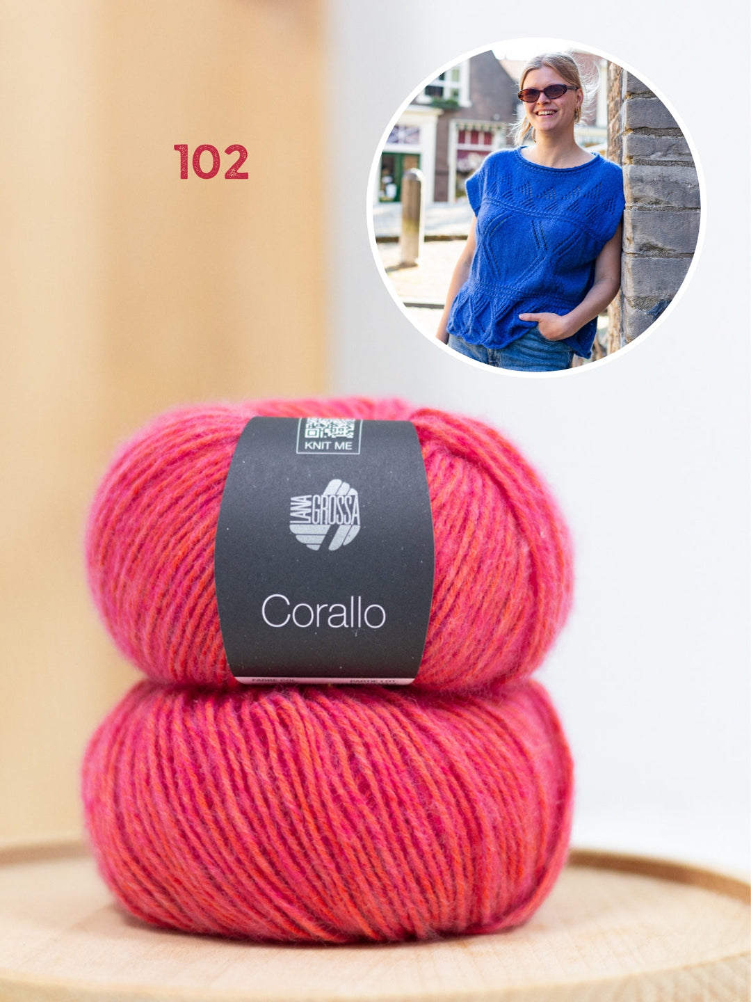 Strickpaket Meadow Ajour Top - Corallo Uni