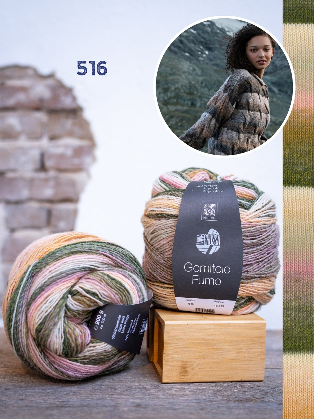 Strickpaket Gomitolo Fumo Zopfpullover