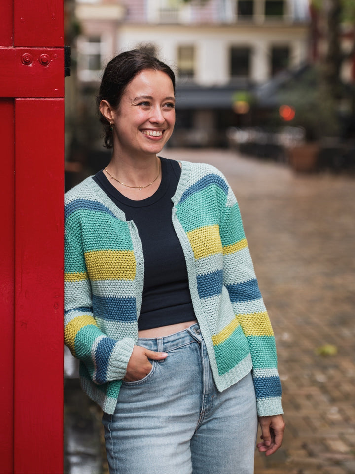 Strickpaket Summer Cashmere Streifenweste mit Strukturmuster