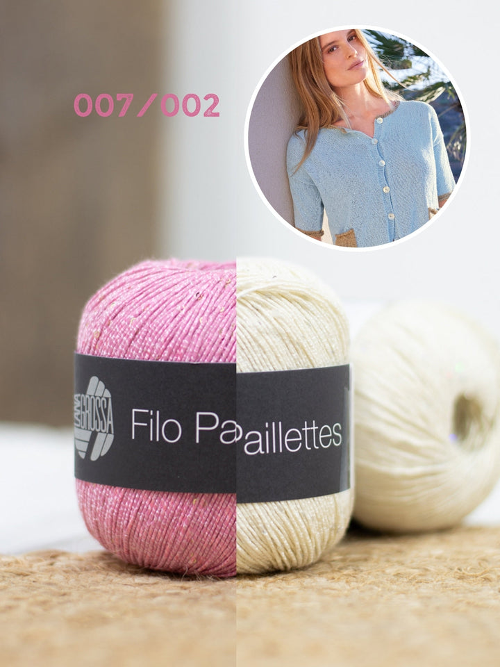 Strickpaket Filo Paillettes Jacke mit kurzen Ärmeln