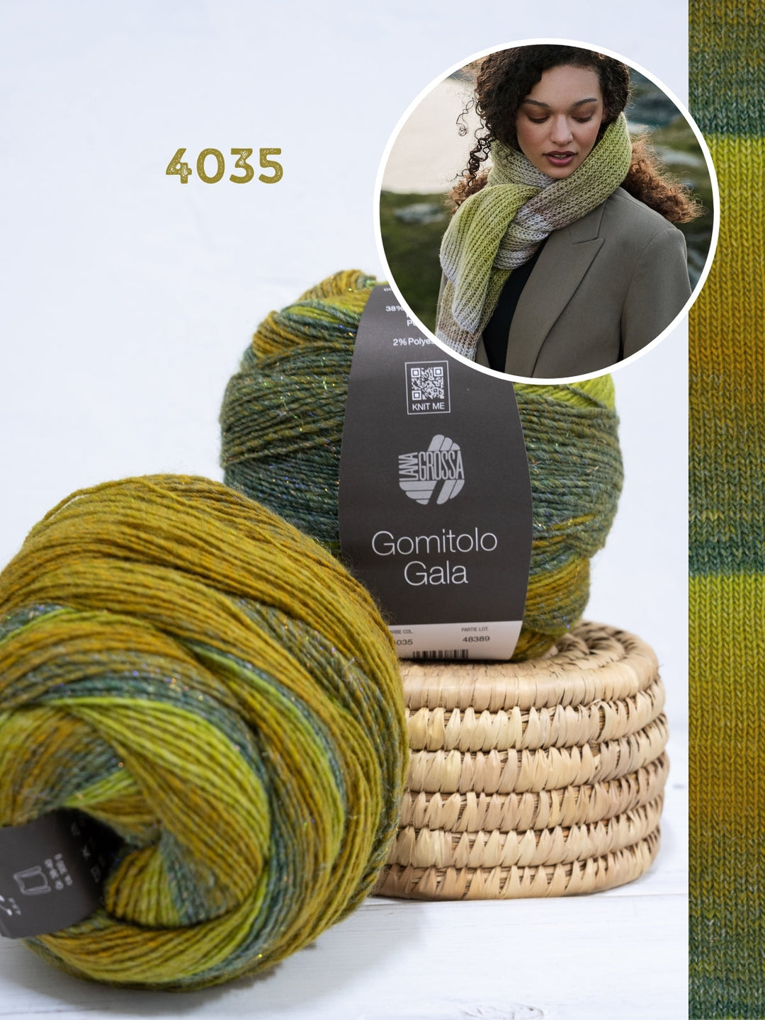 Strickpaket Gomitolo Gala Schal im Patentmuster