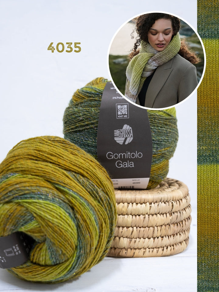 Strickpaket Gomitolo Gala Schal im Patentmuster
