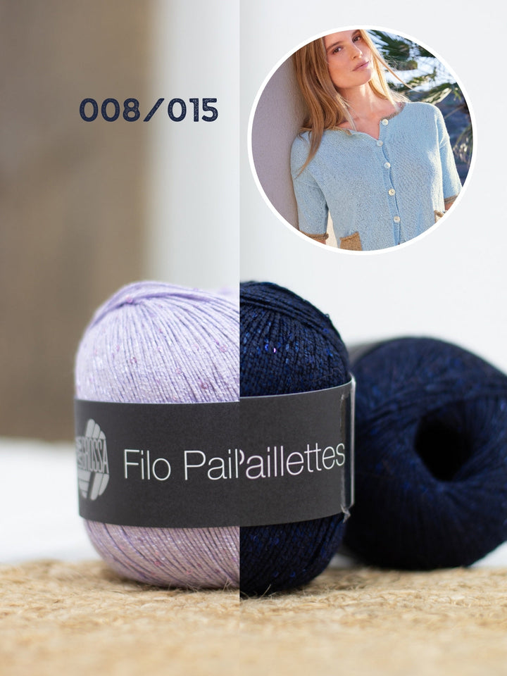 Strickpaket Filo Paillettes Jacke mit kurzen Ärmeln