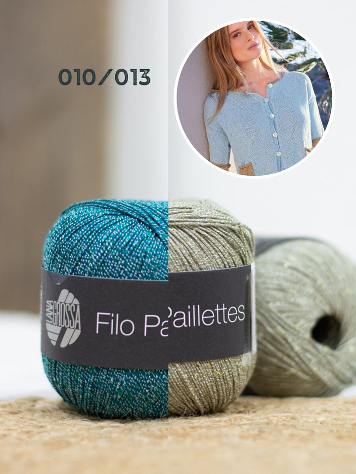 Strickpaket Filo Paillettes Jacke mit kurzen Ärmeln