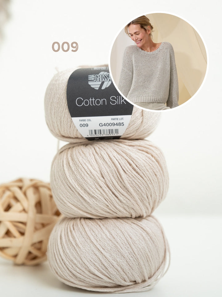 Strickpaket Cotton Silk Pullover mit Strukturmuster