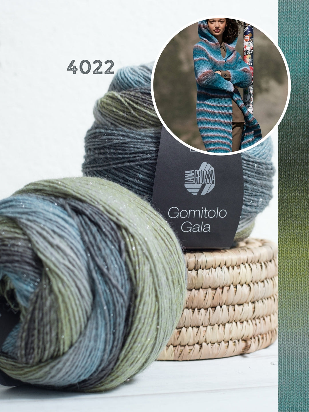 Strickpaket Gomitolo Gala Top-down Mantel mit Kapuze