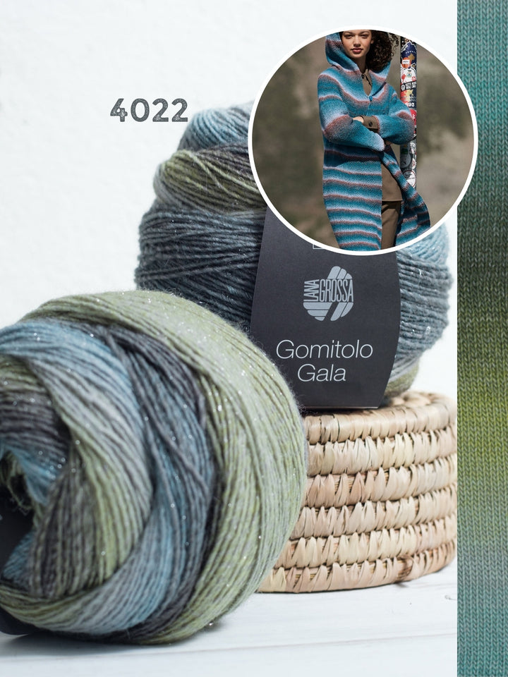 Strickpaket Gomitolo Gala Top-down Mantel mit Kapuze