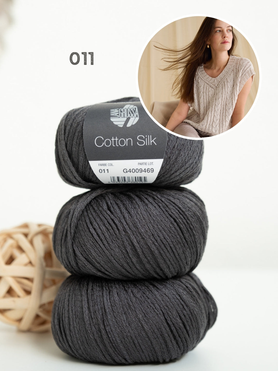 Strickpaket Cotton Silk Top mit Zöpfen