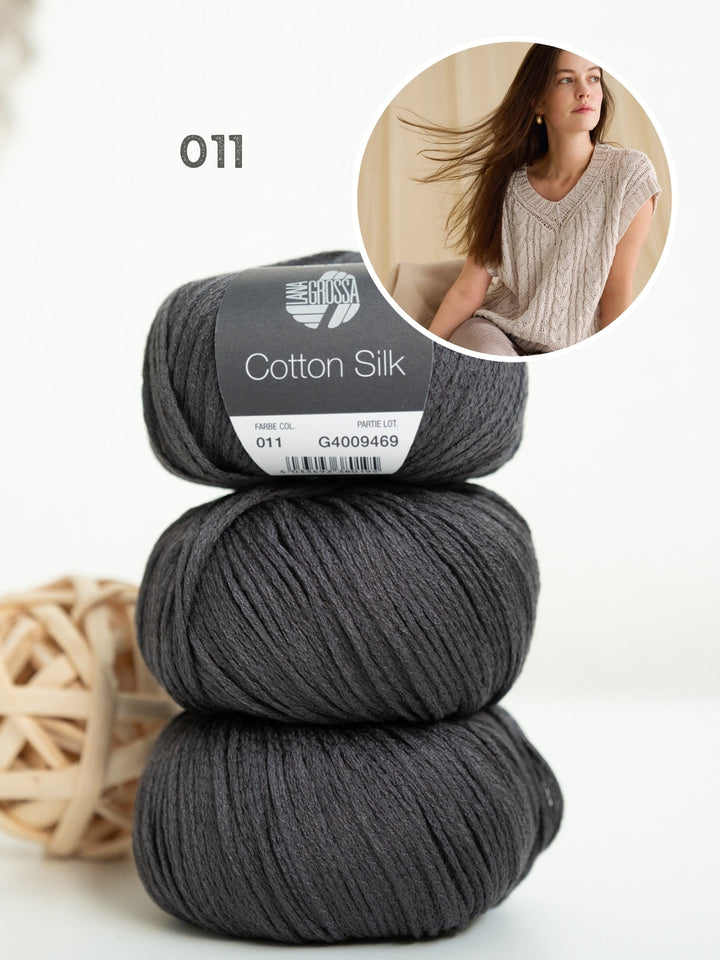 Strickpaket Cotton Silk Top mit Zöpfen