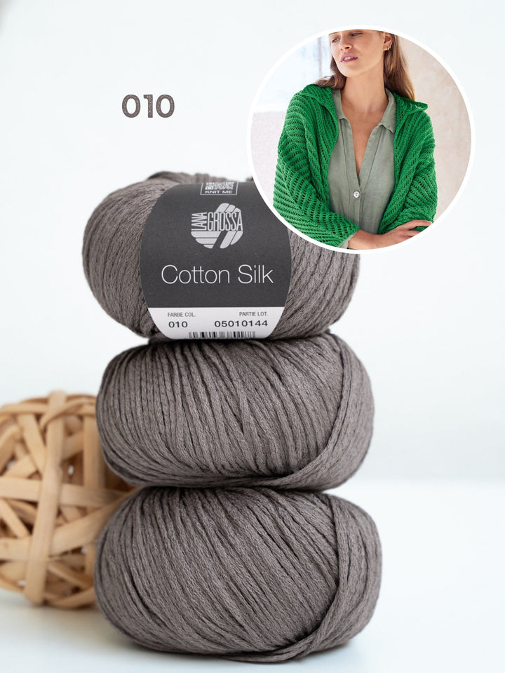 Strickpaket Cotton Silk Jacke mit Fischgrätmuster